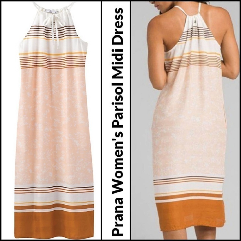 NEW! PRANA Parisol Midi Sundress Peach Canopy XS.